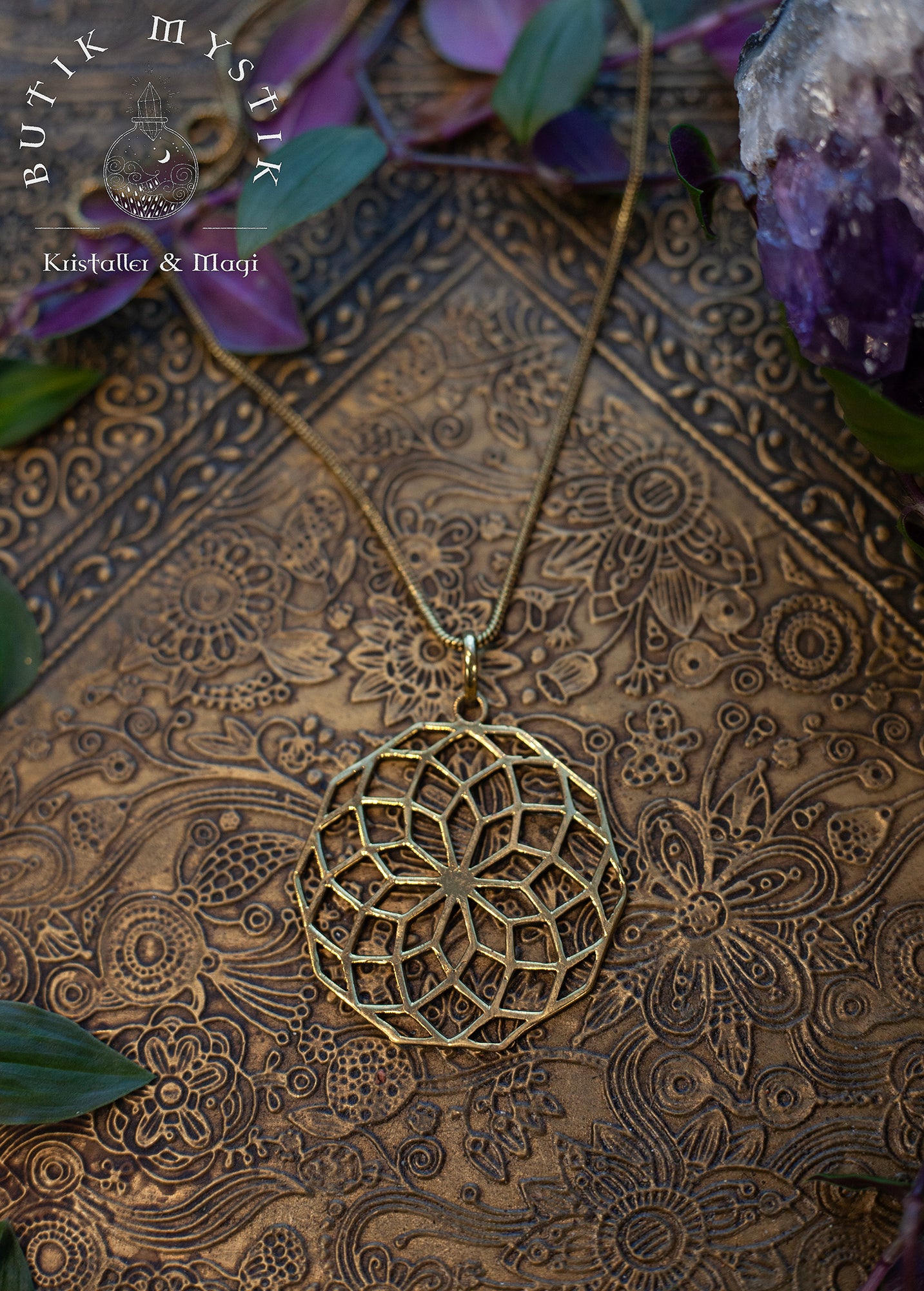 Halsband i mässing - Mandala