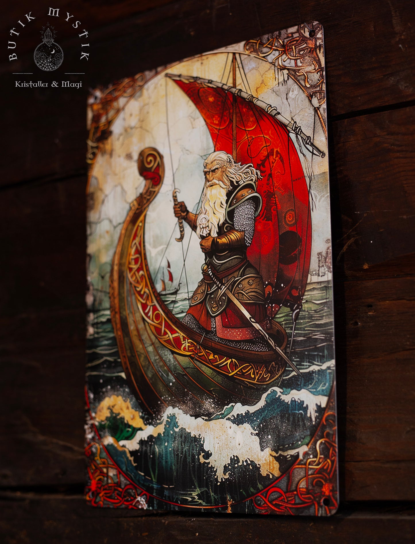 Plåtskylt - Vikingaskepp