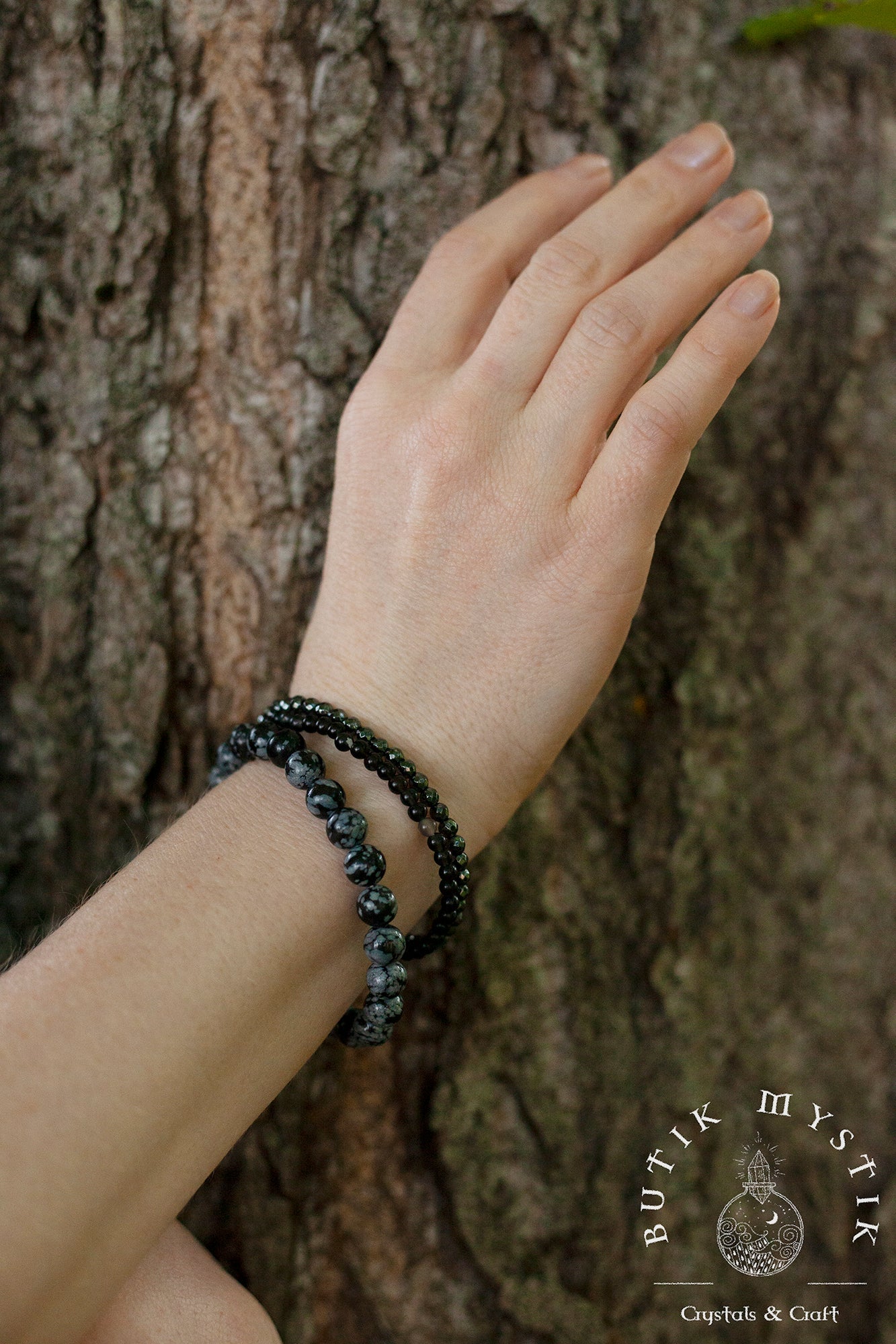 Armband i kristall - Rökkvarts 4mm