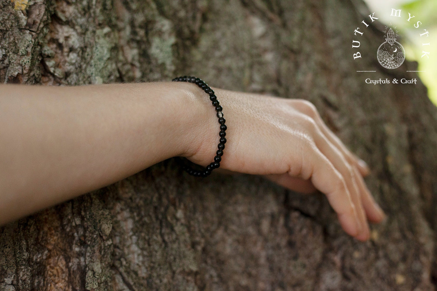 Armband i kristall - Rökkvarts 4mm