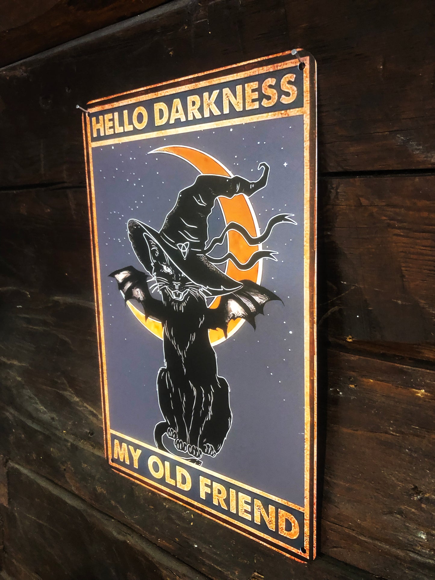 Plåtskylt - Hello darkness my old friend