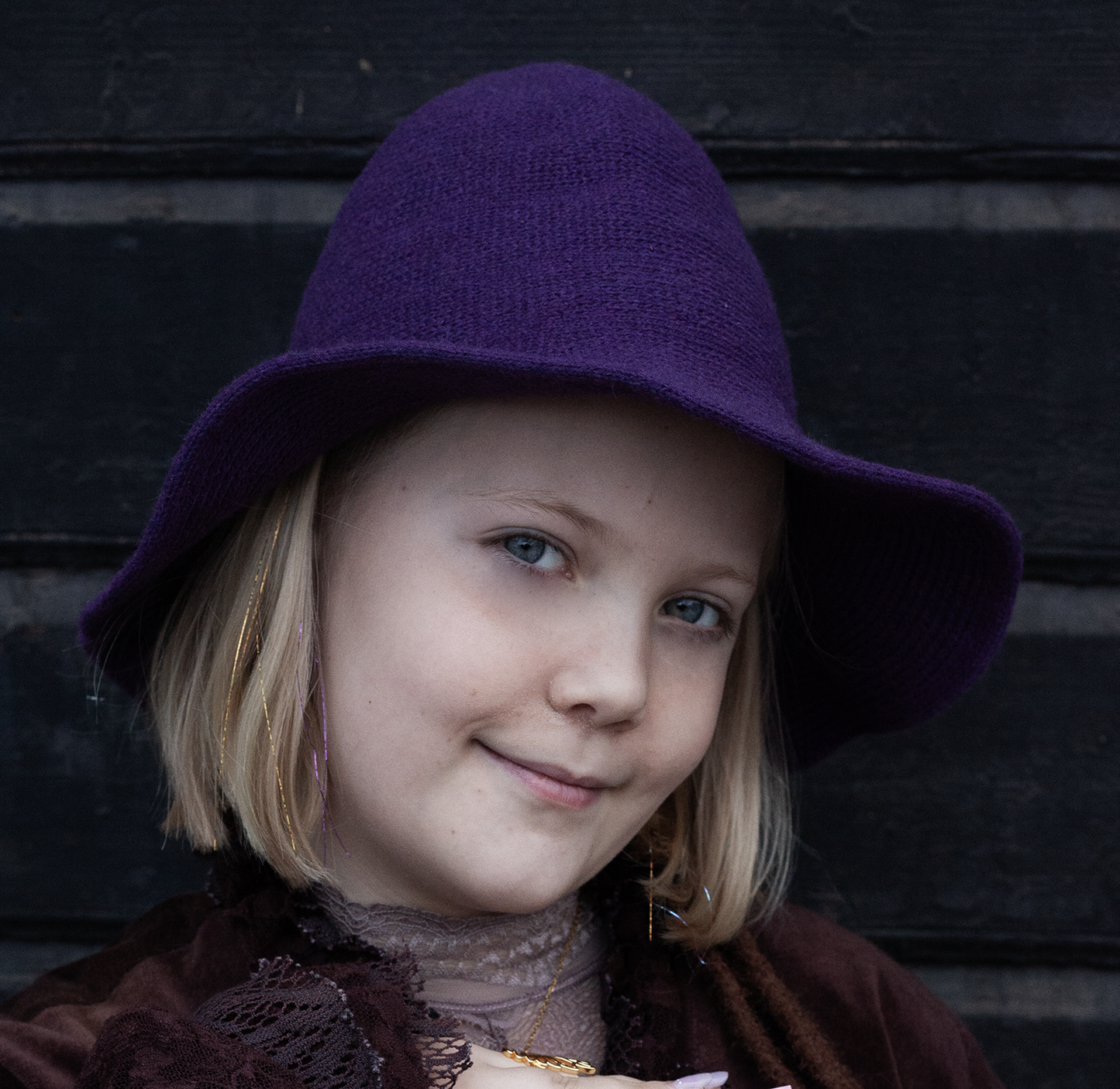 Lila häxhatt - Halloween Barn Dam Herr Onesize