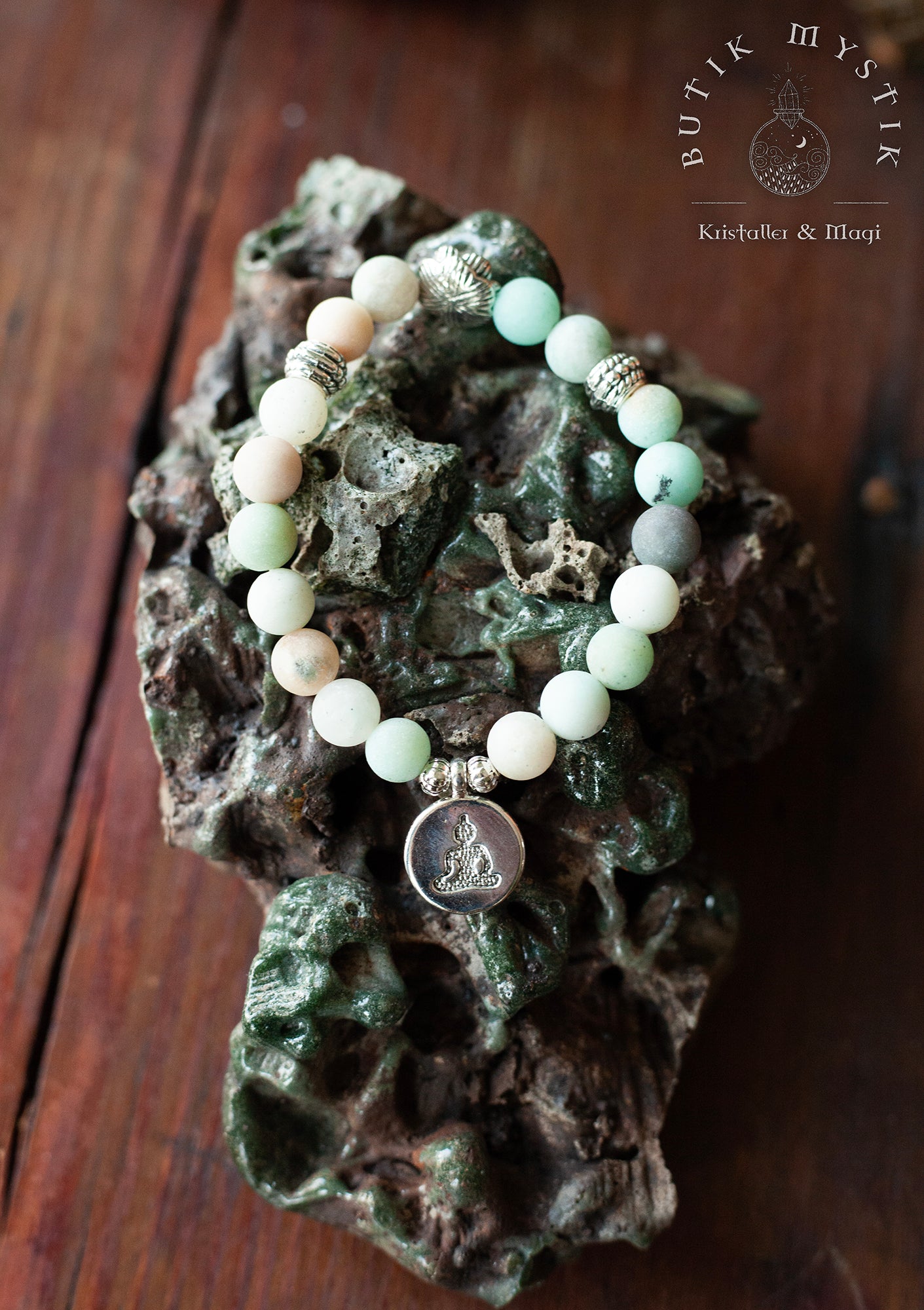 Armband i kristall - Amazonit Om