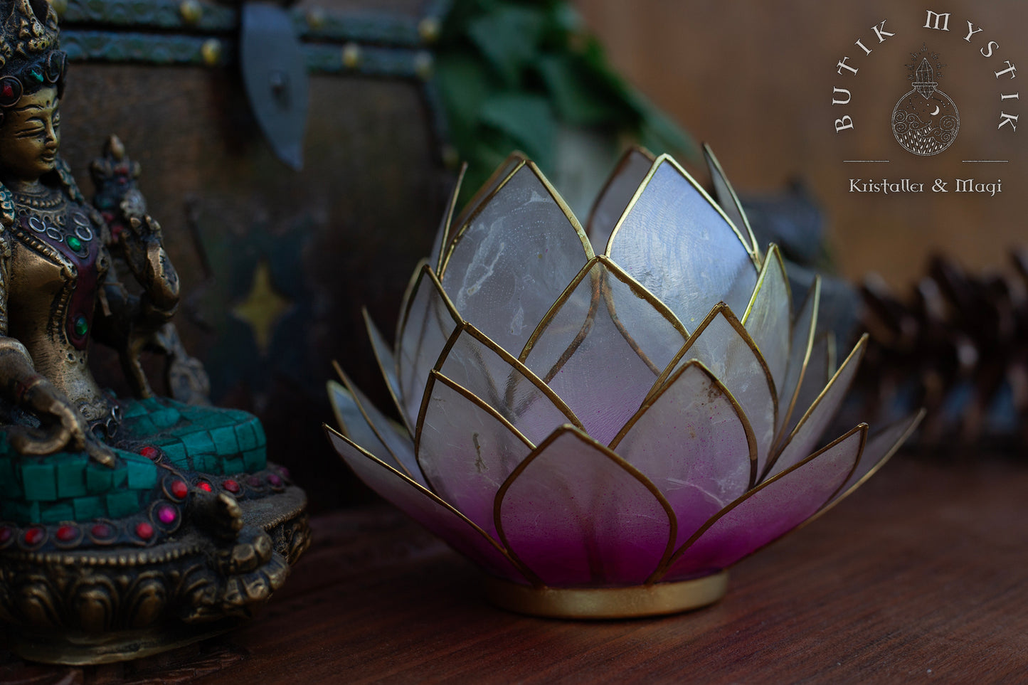 Lotus ljuslykta - Stor Rosa