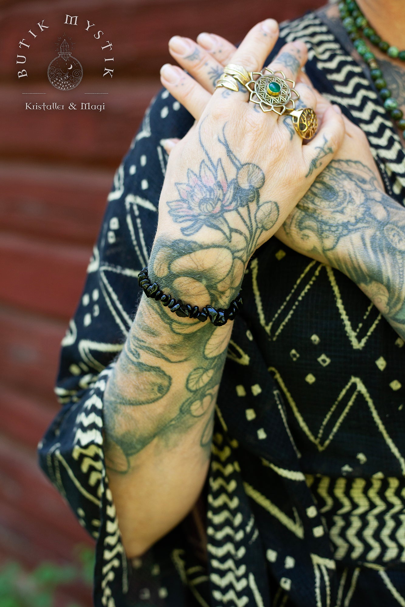 Armband i kristall - Onyx chips