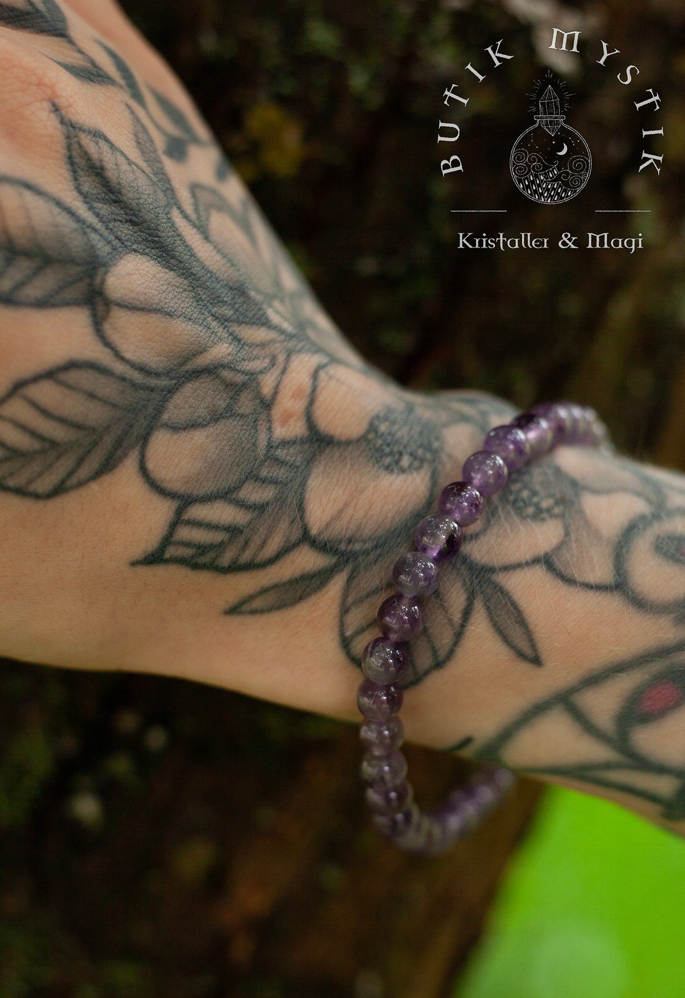Armband i kristall - Ametist 4mm, 6mm & 8mm