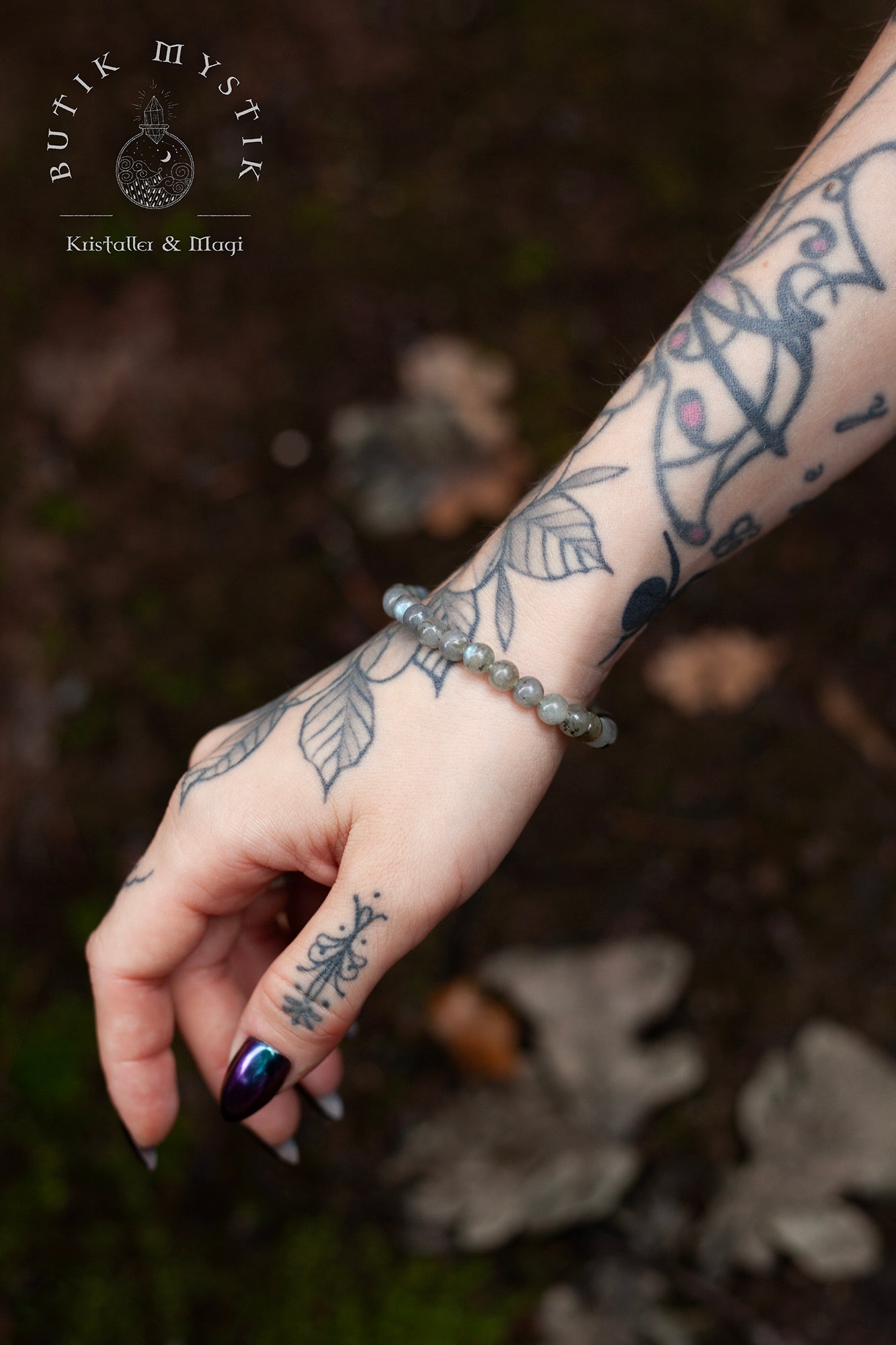 Armband i kristall - Labradorit 6mm
