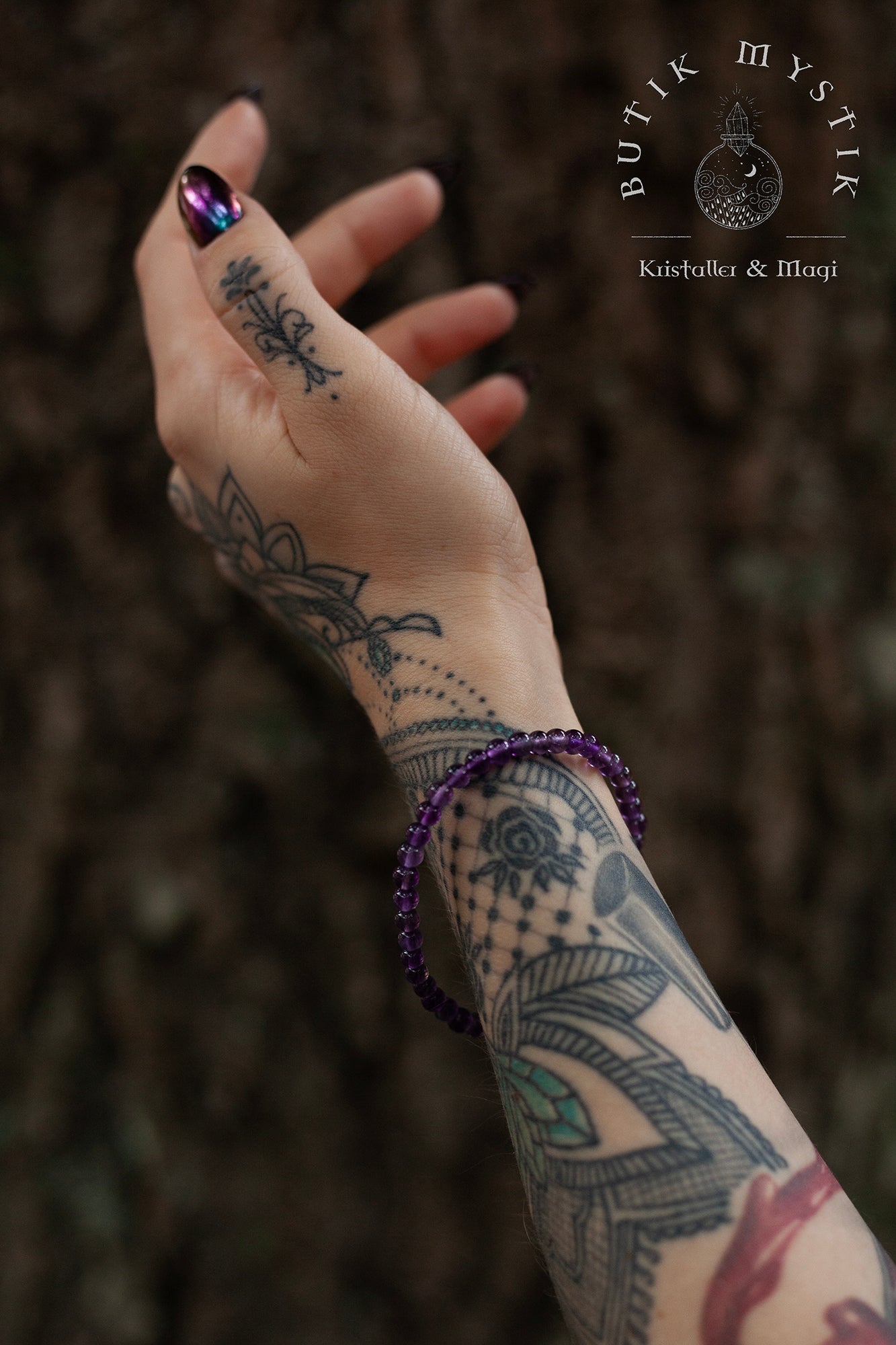 Armband i kristall - Ametist 4mm, 6mm & 8mm