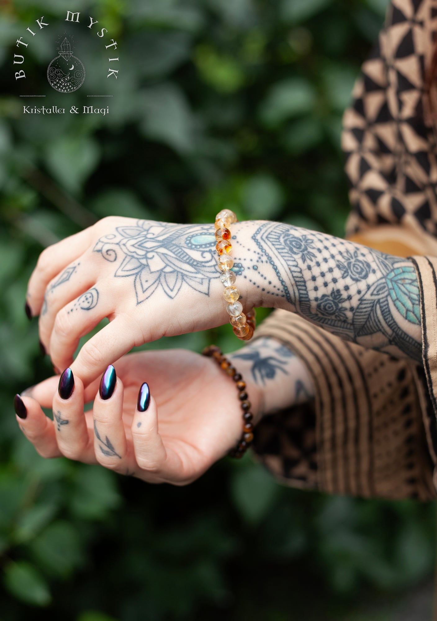 Armband i kristall - Citrin 8mm
