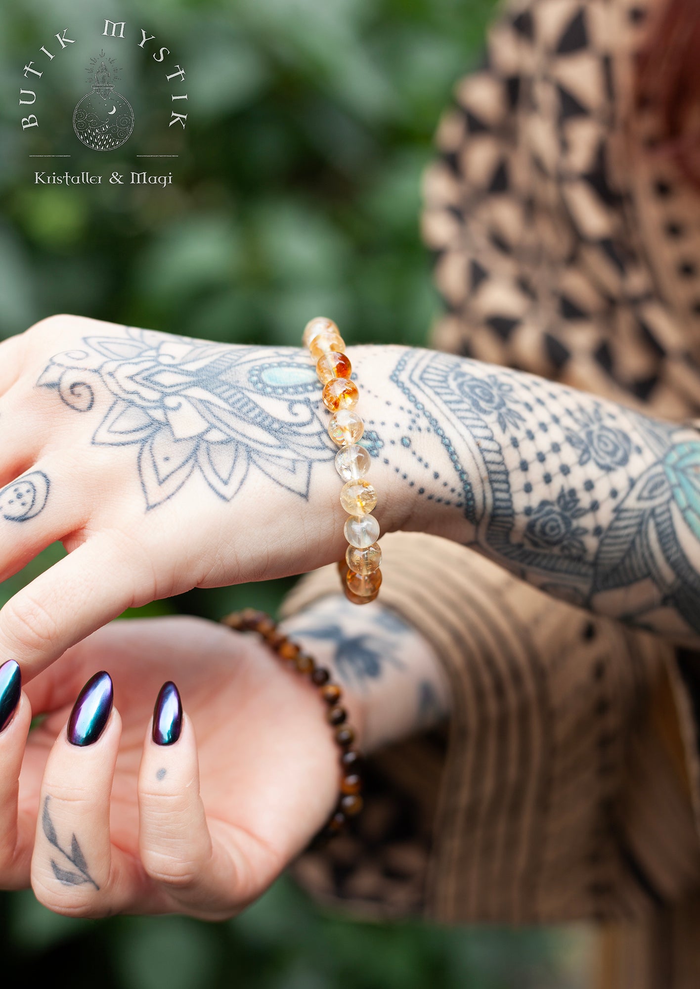 Armband i kristall - Citrin 8mm