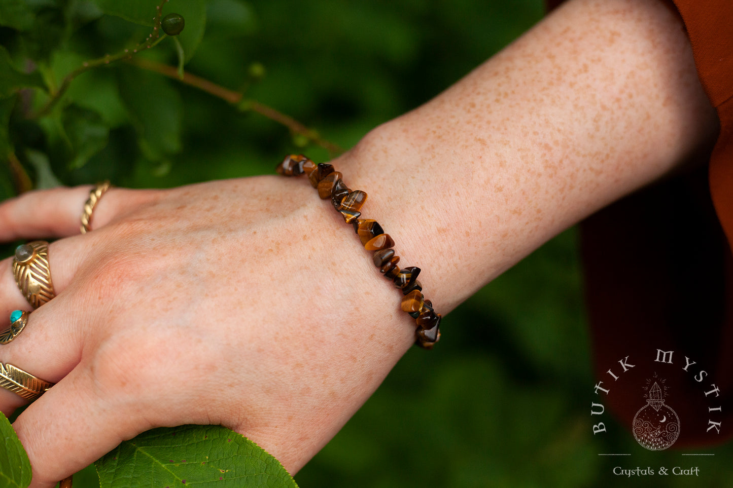 Armband i kristall - Tigeröga