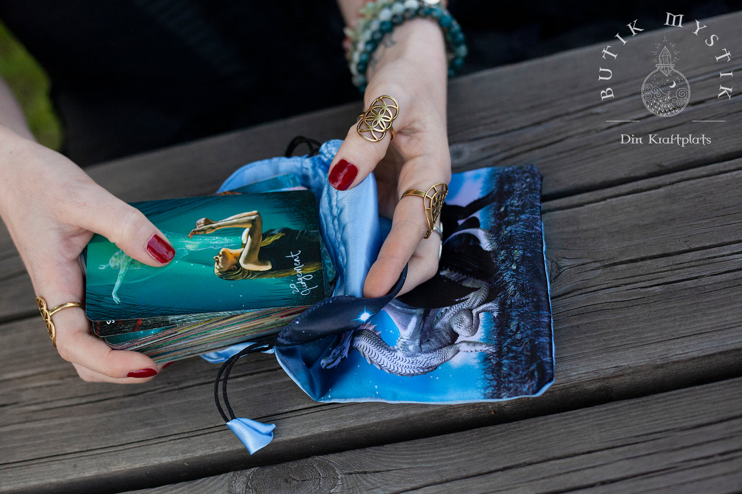 Tarotkortspåse i satin - Drake
