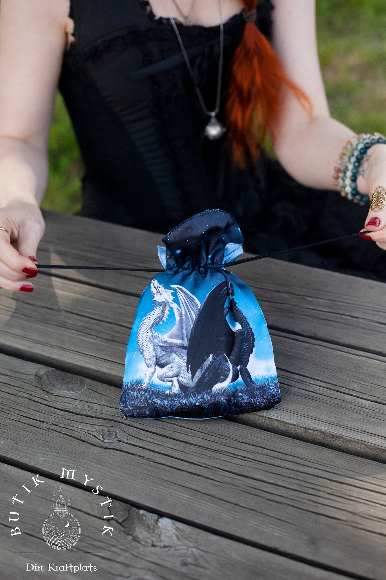 Tarotkortspåse i satin - Drake