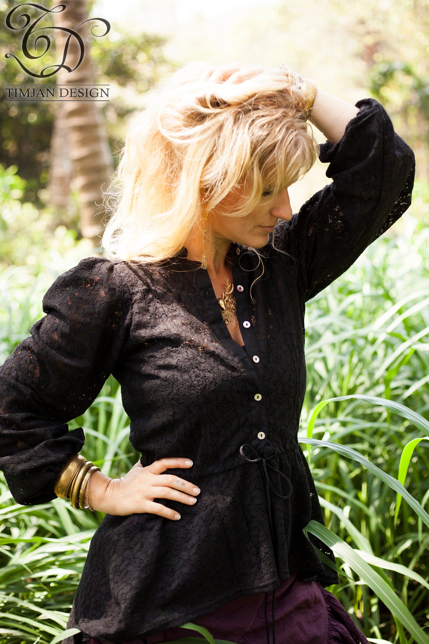 MINERVA LACE BLOUSE - White Black Grey