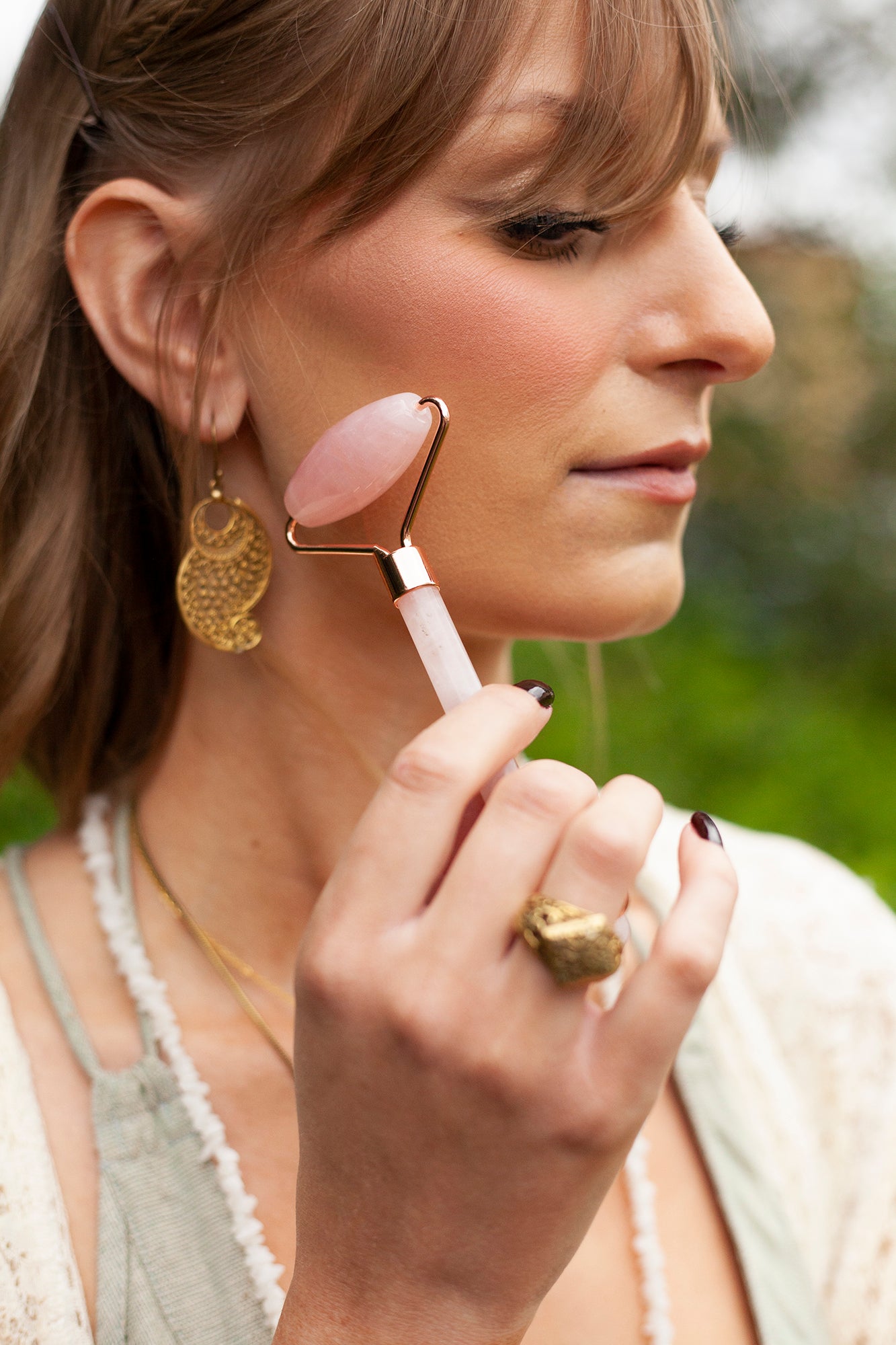 Gua Sha- sten & Roller - Rosenkvarts