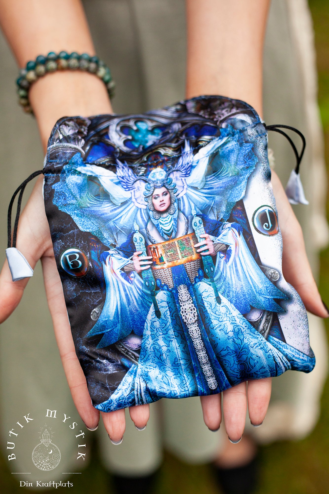 Tarotkortspåse i satin - Ängel / Gudinna