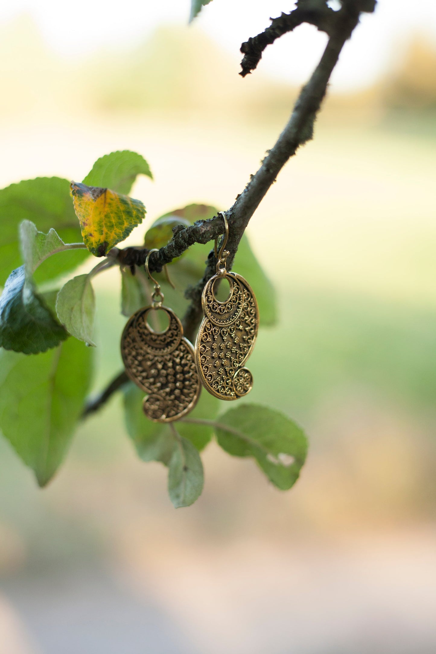 Örhängen i mässing - Indian paisley