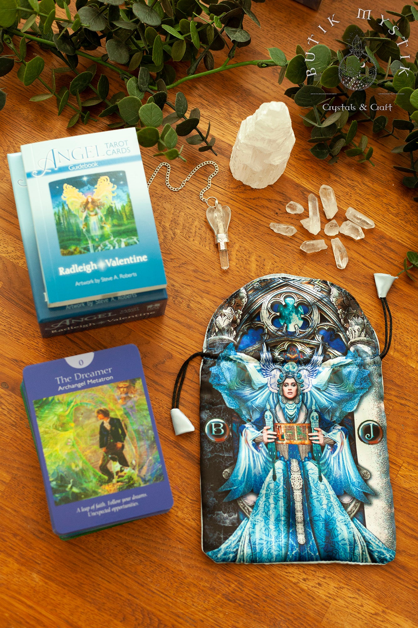 Tarotkortspåse i satin - Ängel / Gudinna