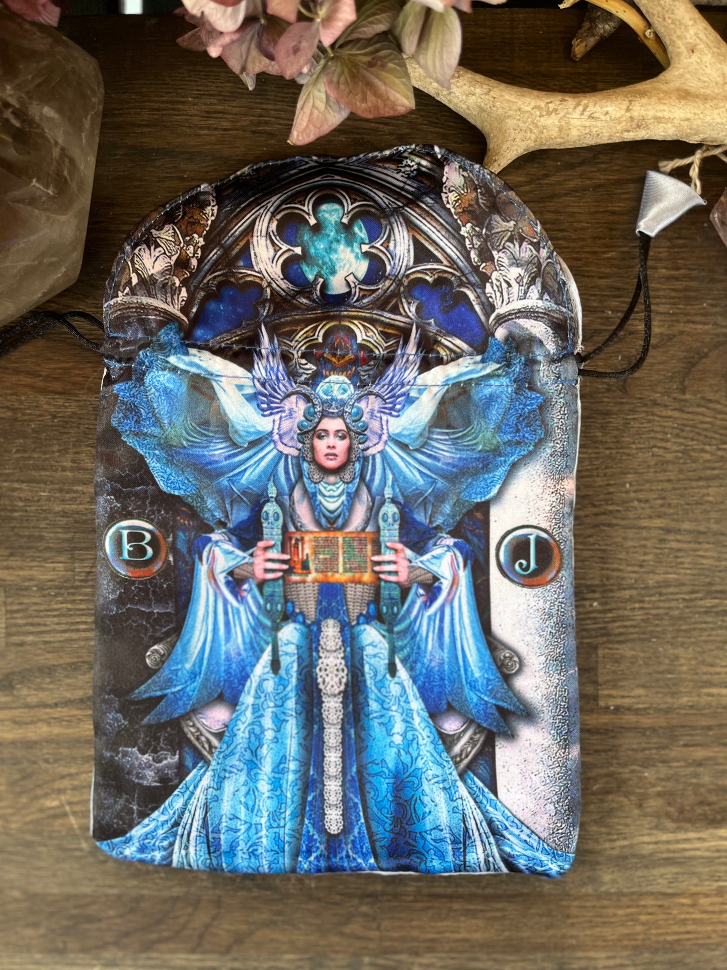 Tarotkortspåse i satin - Ängel / Gudinna