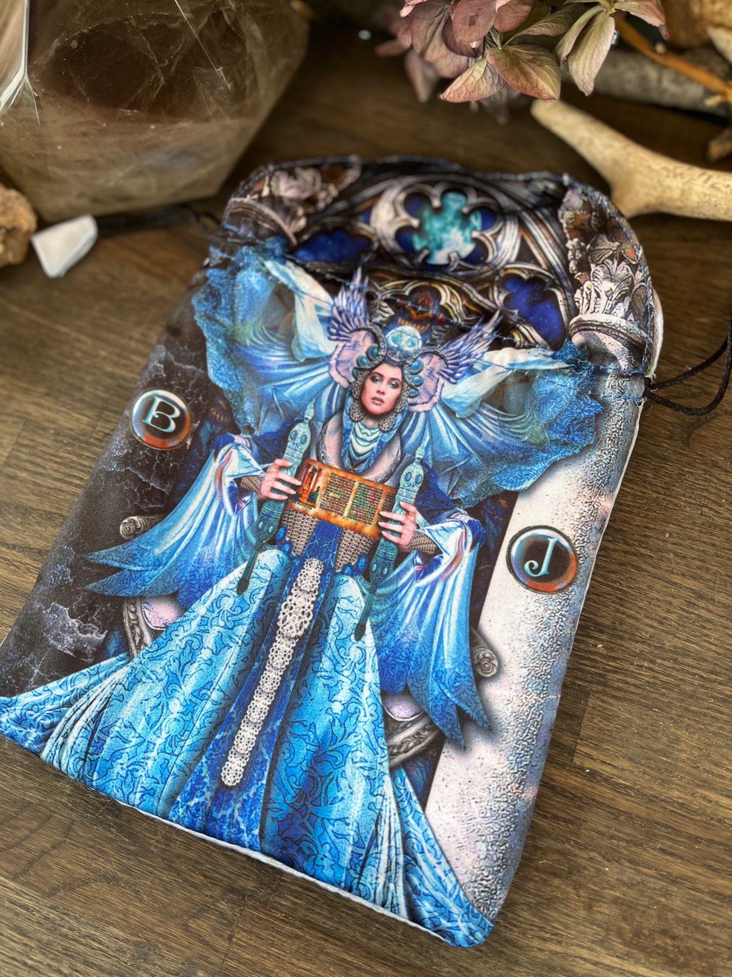 Tarotkortspåse i satin - Ängel / Gudinna