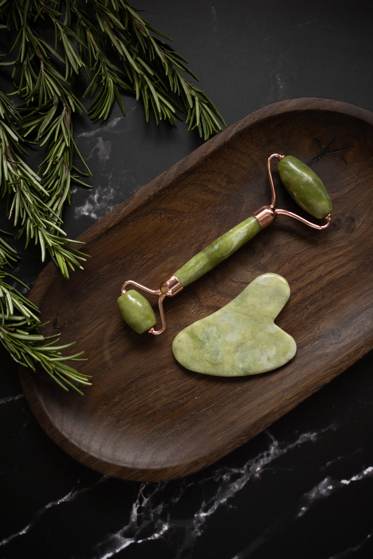 Gua Sha sten & roller - Jade
