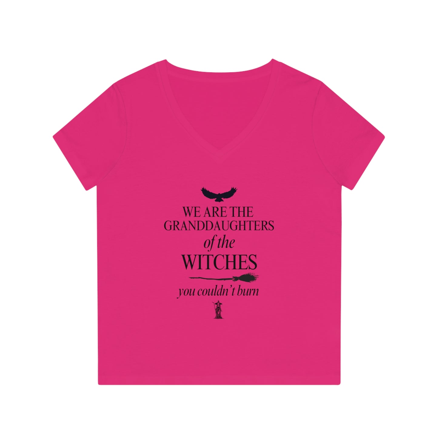 Dam T-shirt med V-ringning -  We are the granddaughters of the witches you couldn't burn