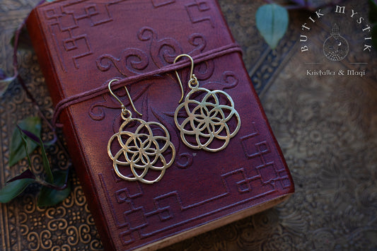 Örhängen i mässing - Flower of life