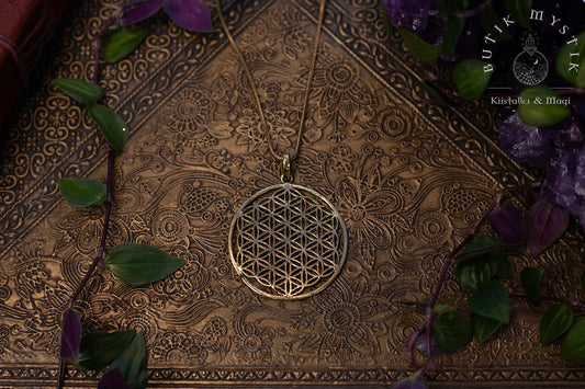 Halsband i mässing - Flower of life / Livets blomma