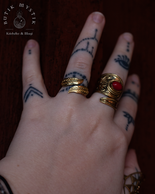 Ring i mässing - Fjäder