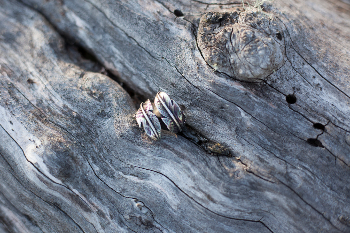 Ring i silver - Fjäder