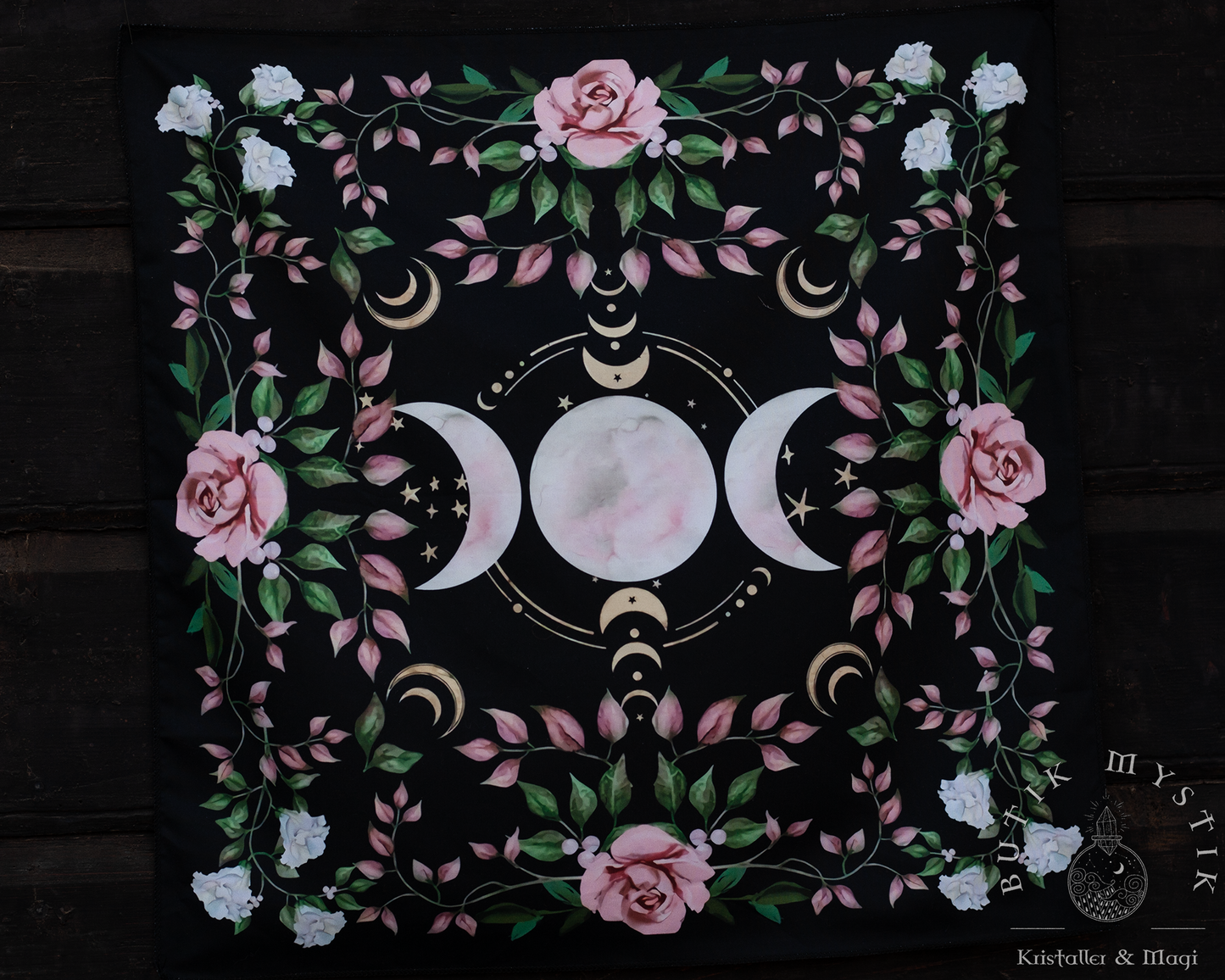 Häxig  altar duk - Månfaser och rosor