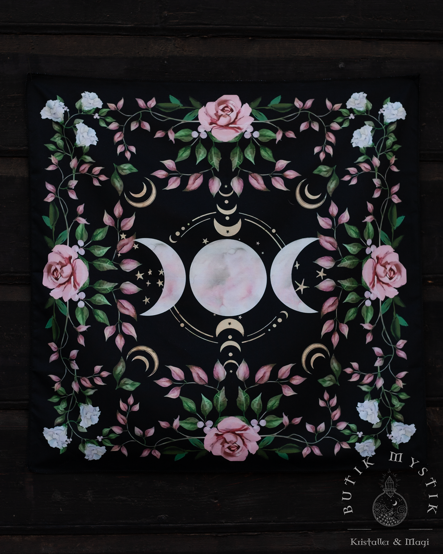 Häxig  altar duk - Månfaser och rosor