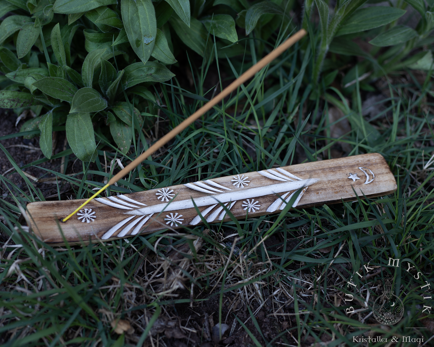 Rökelsehållare i trä - Whitewash chevron