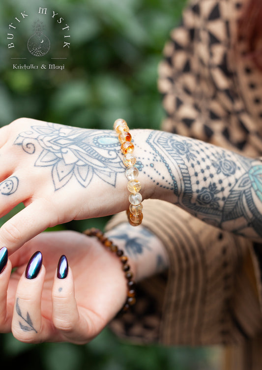 Armband i kristall - Citrin 8mm