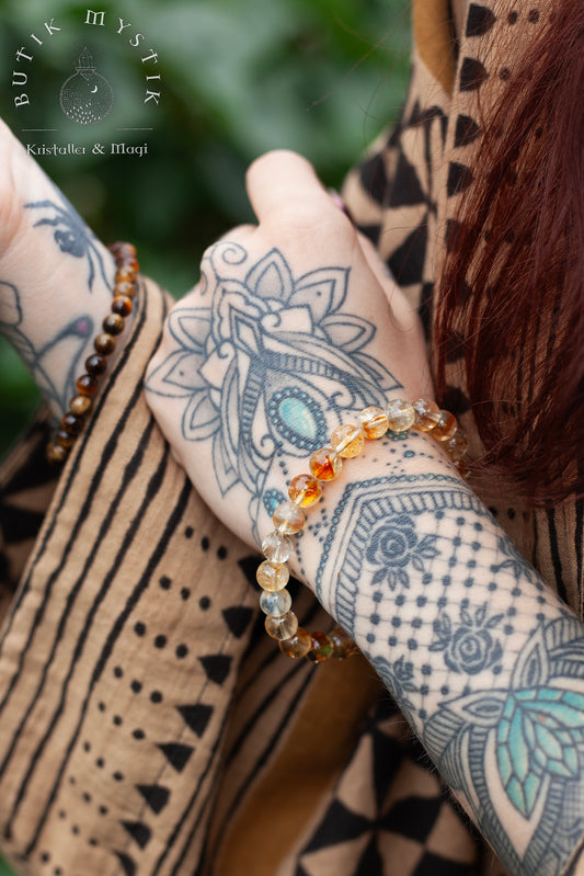 Armband i kristall - Citrin 8mm