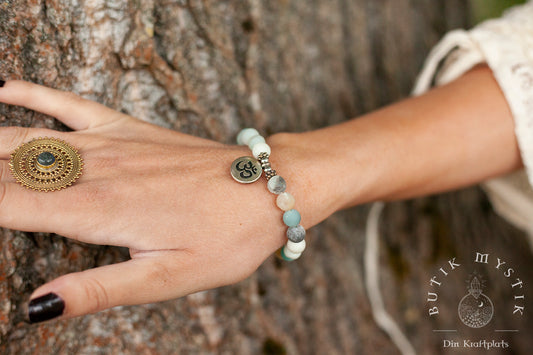Armband i kristall - Amazonit Om