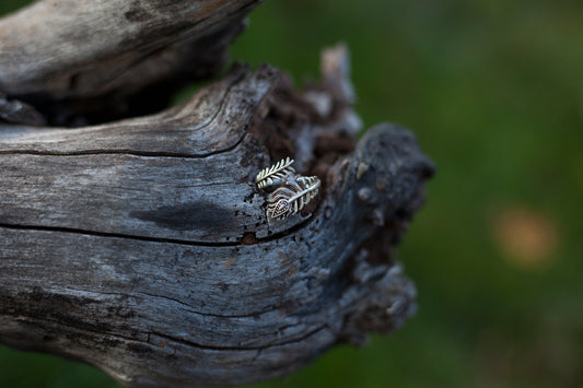 Ring i silver - Påfågel fjäder