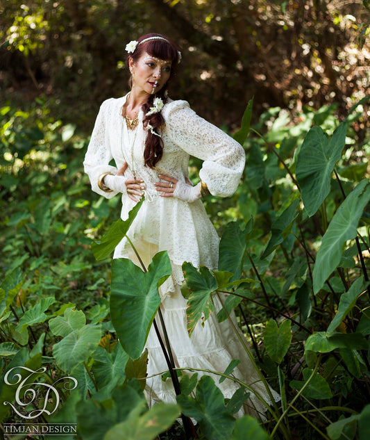 MINERVA LACE BLOUSE - White Black Grey